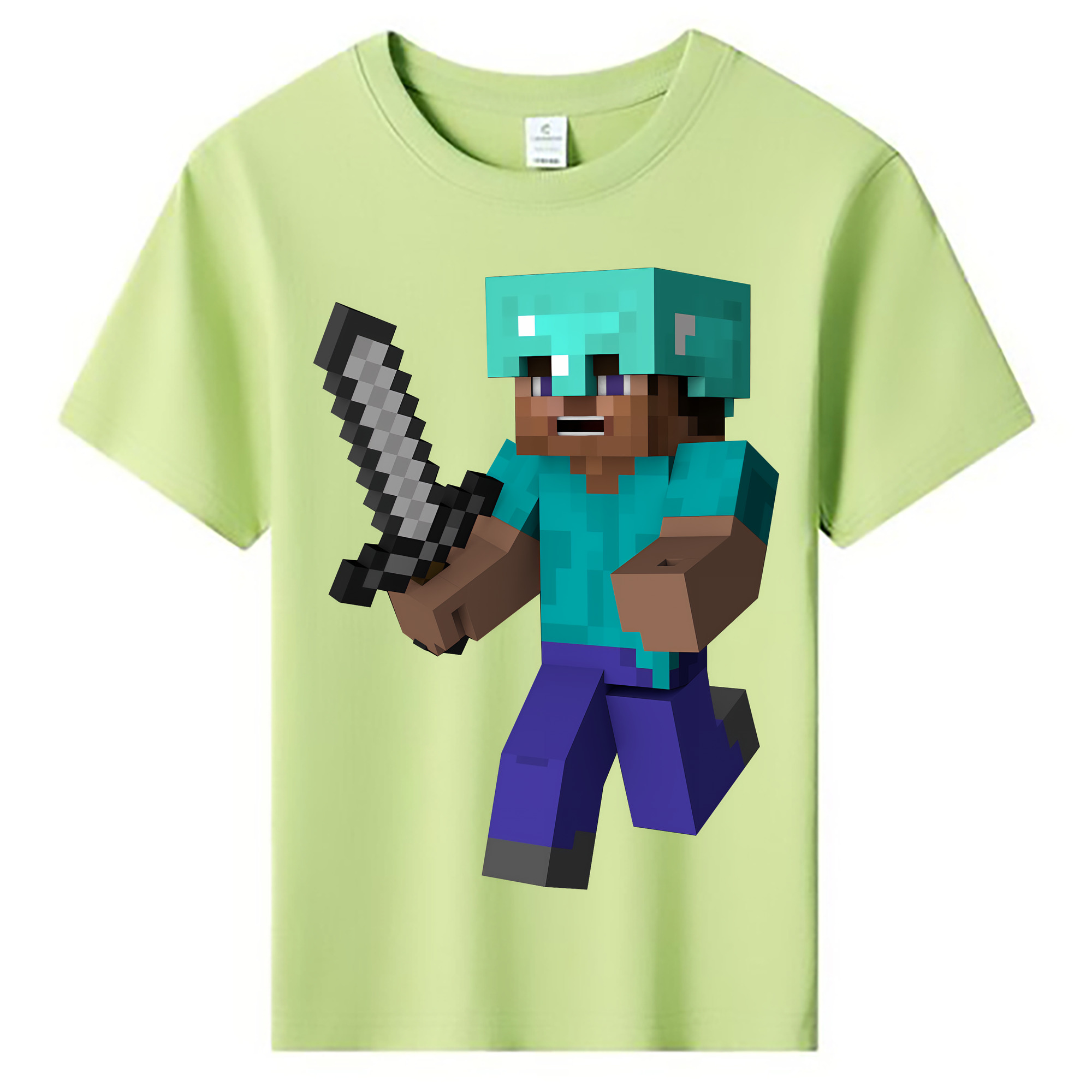 （画像用） マインクラフト ブロックの世界 Minecraft MC Block world 綿100％キッズTシャツ（フロントプリント）